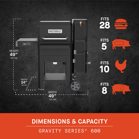 Masterbuilt Gravity Series 600 Digitale Houtskool Grill & Smoker 